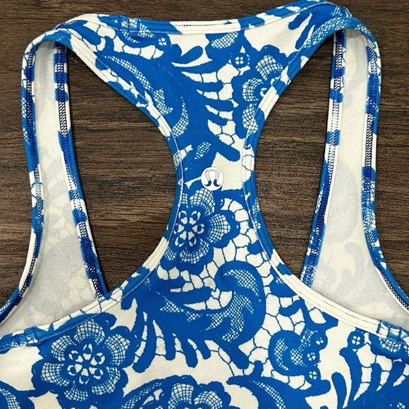 Lululemon Cool Racerback Tank Top: Laceoflage Polar Cream Beaming Blue Size 4 - Picture 5 of 5
